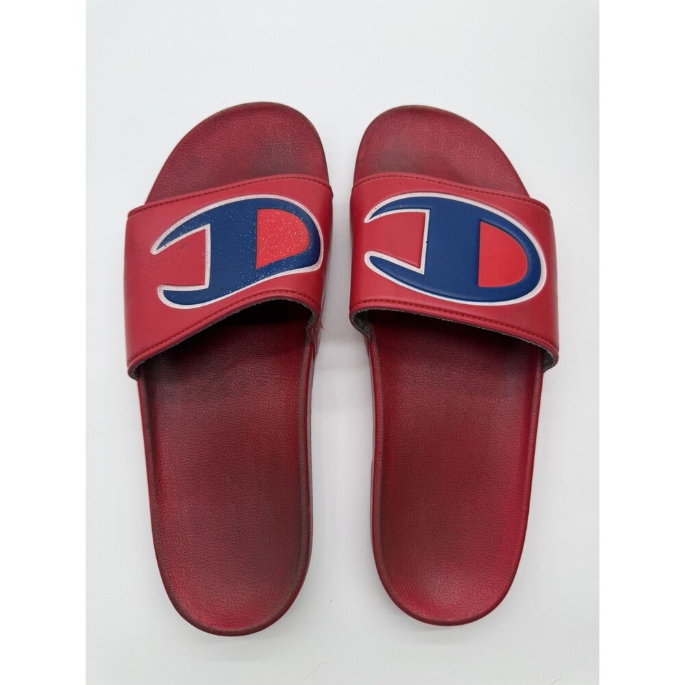 Champion Mens Mega Slide Big C Red Blue White Sandals Size 11M Slides
